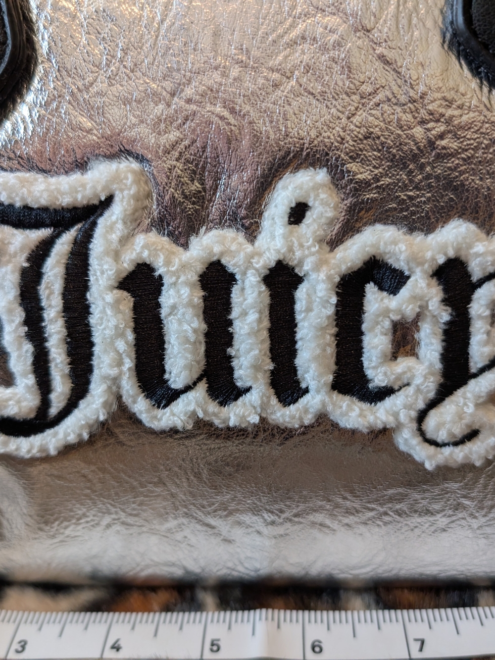 Juicy Couture Silver Shearling-Trim Satchel Bag - Picture 2 of 8